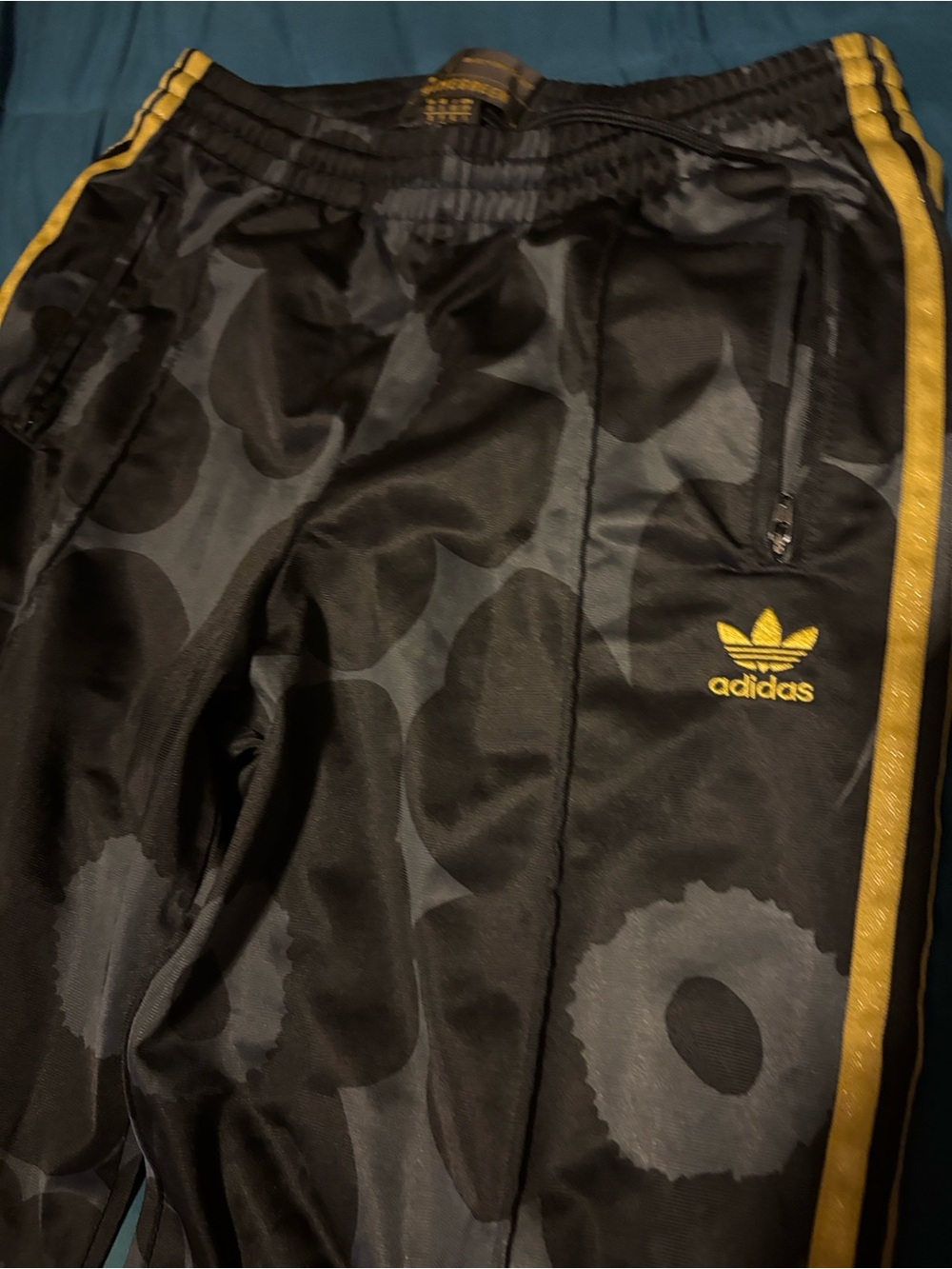 adidas Kids Black Joggers with Gold Stripes